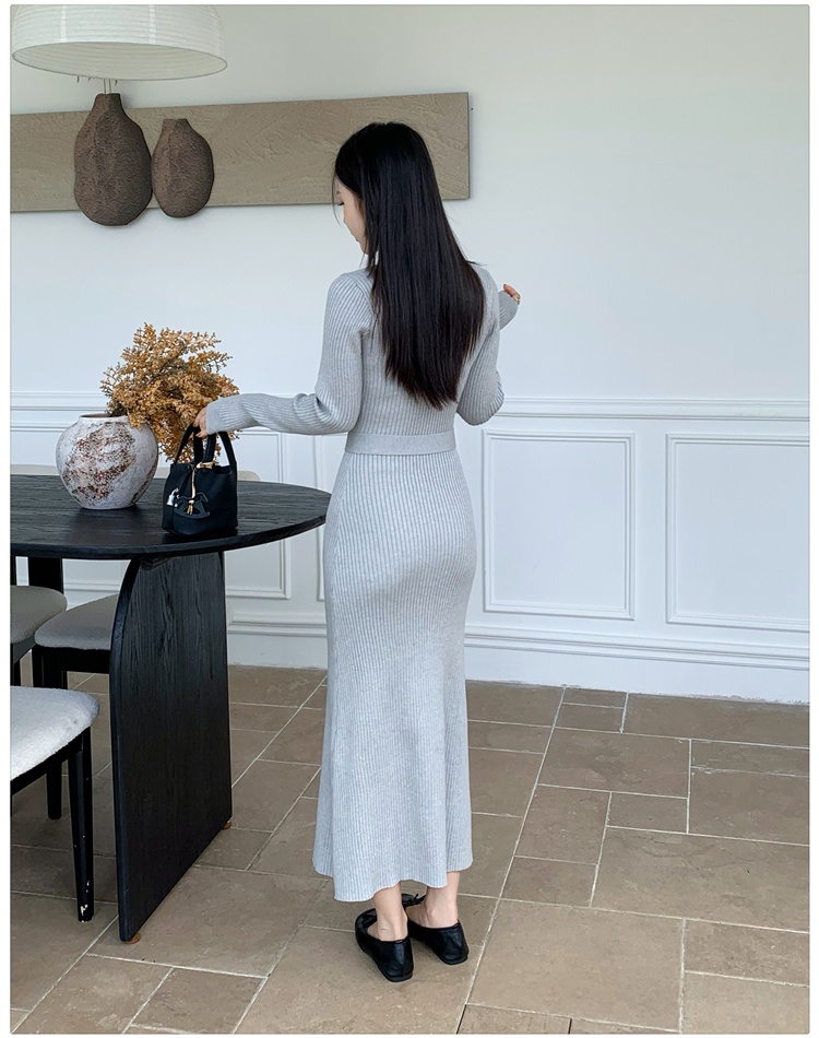 France style V-neck long dress ladies dress for women