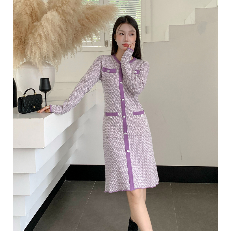 Ladies bottoming sweater slim chanelstyle dress for women