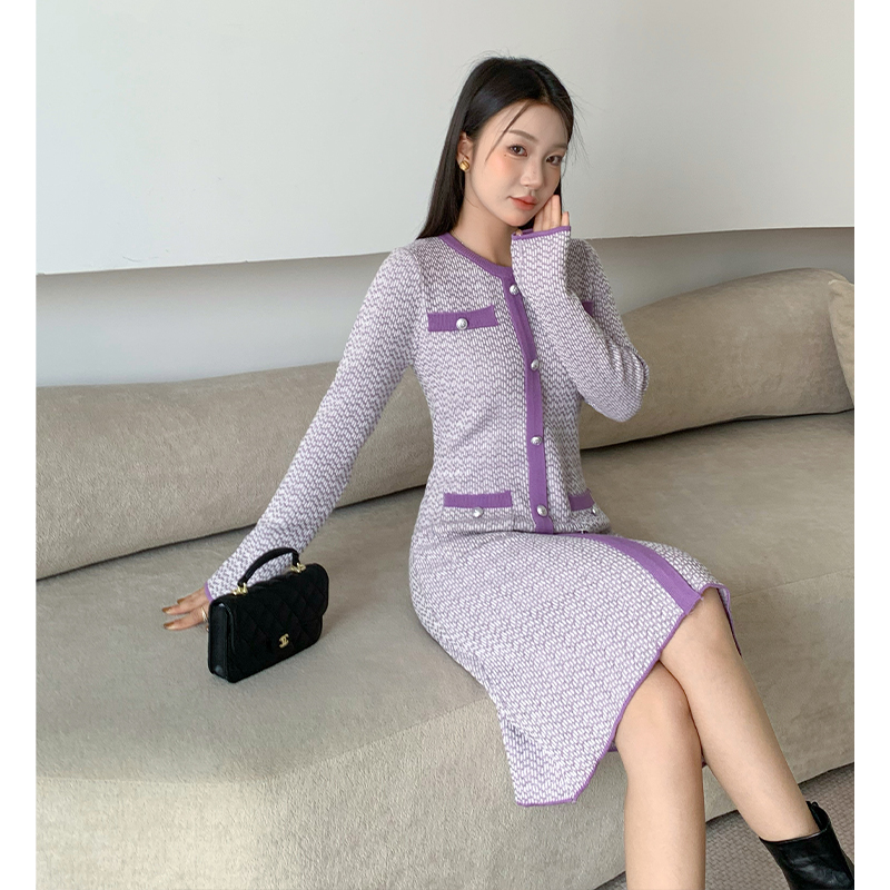 Ladies bottoming sweater slim chanelstyle dress for women