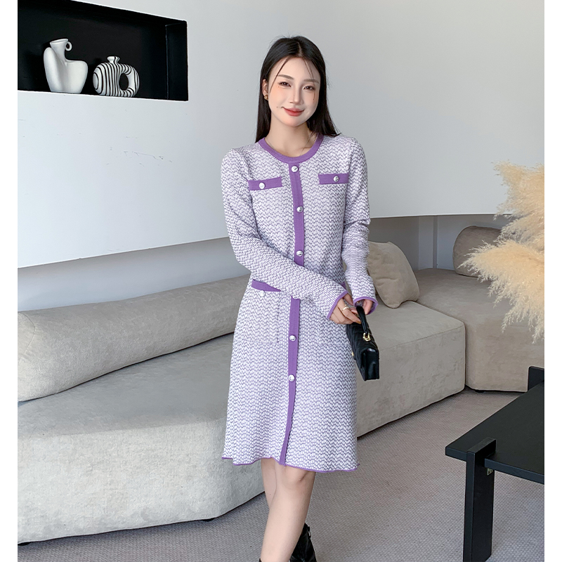 Ladies bottoming sweater slim chanelstyle dress for women