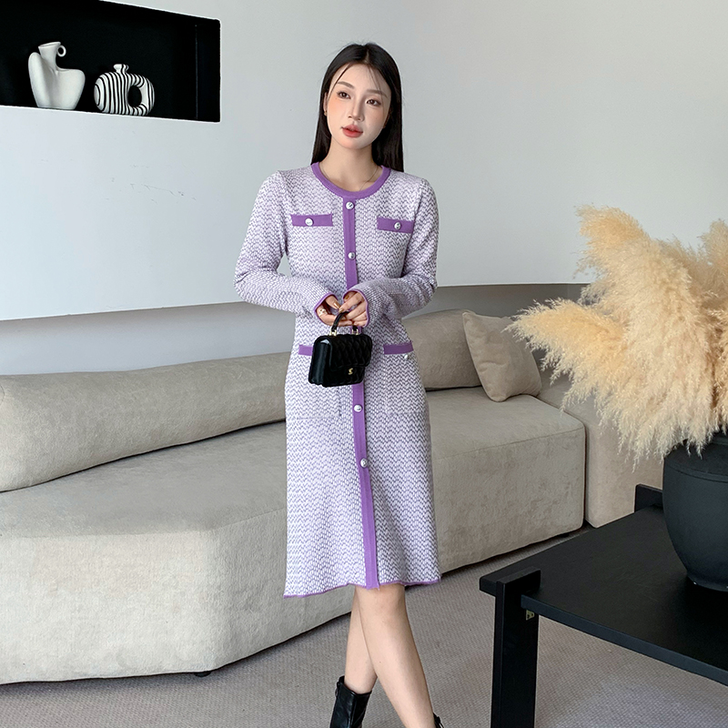 Ladies bottoming sweater slim chanelstyle dress for women