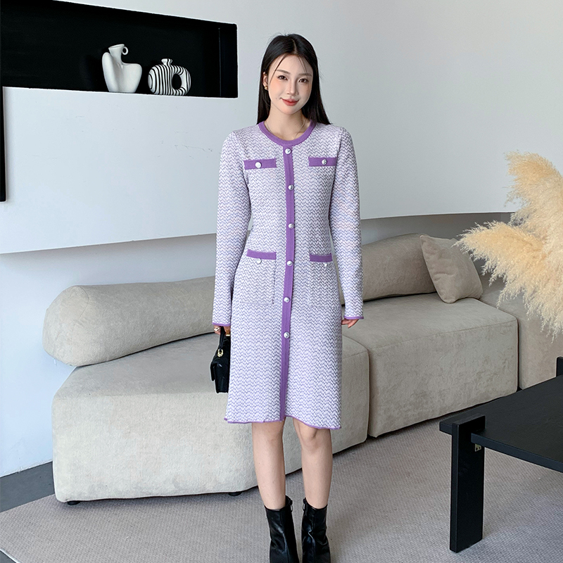 Ladies bottoming sweater slim chanelstyle dress for women