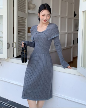 Knitted France style temperament slim dress for women