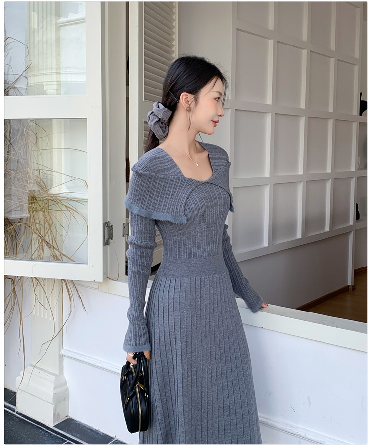 Knitted France style temperament slim dress for women