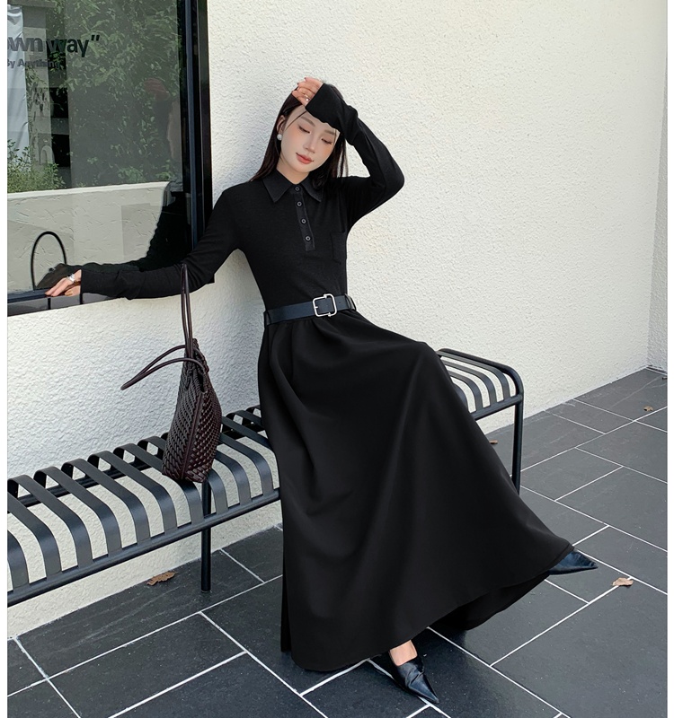 Temperament retro dress show young slim belt