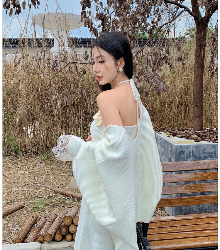 Long flowers shawl temperament dress a set