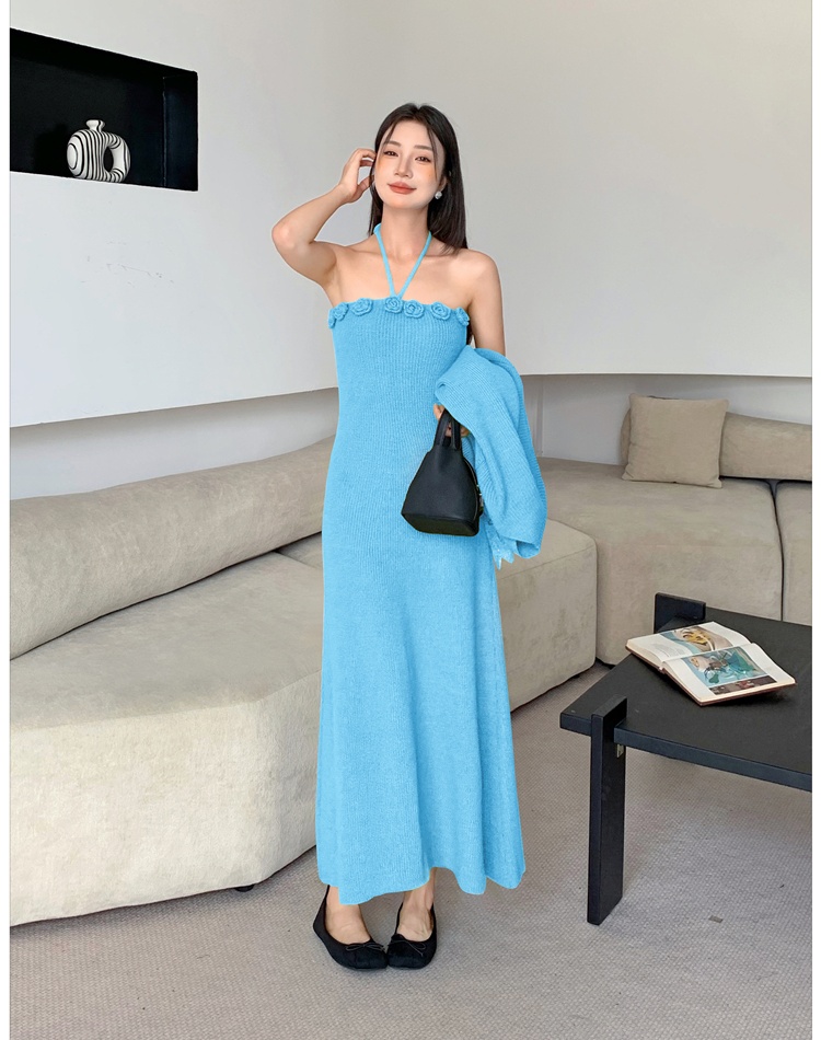 Long flowers shawl temperament dress a set