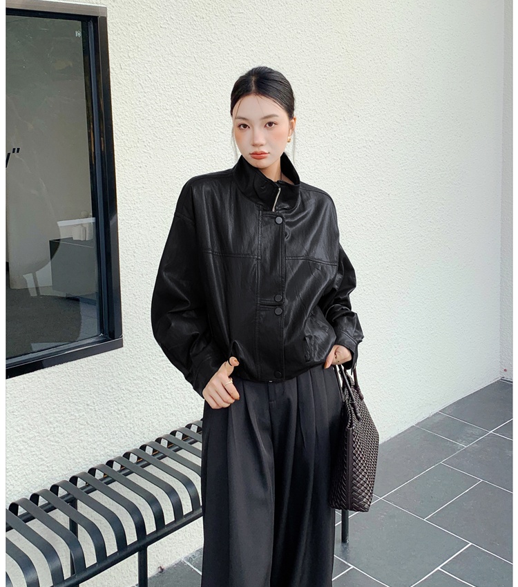 Temperament Casual leather coat short tops