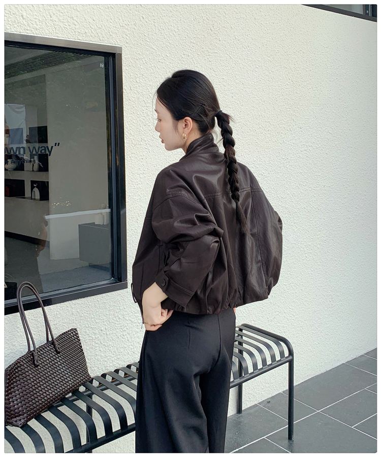 Temperament Casual leather coat short tops