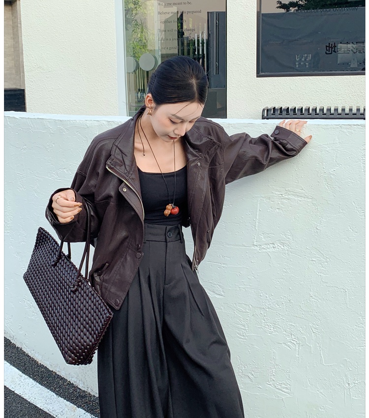 Temperament Casual leather coat short tops