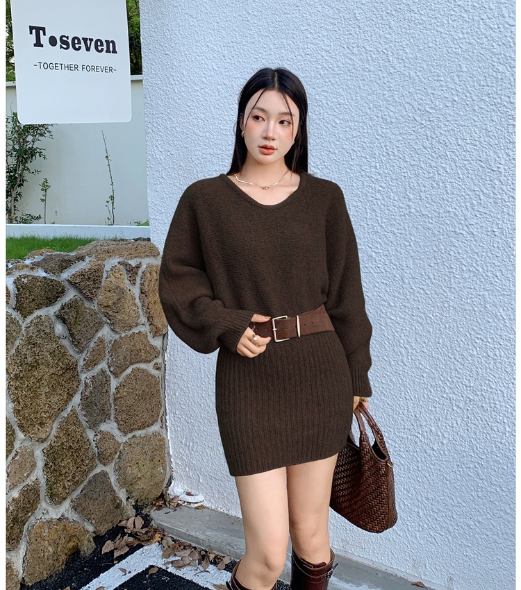 Temperament package hip T-back long sleeve dress