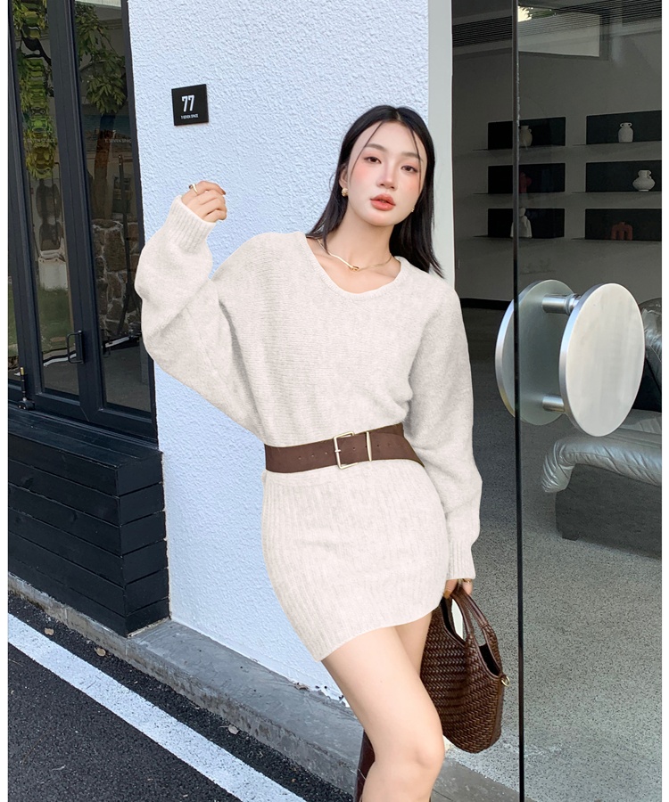 Temperament package hip T-back long sleeve dress
