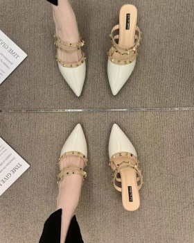 Chanelstyle high-heeled shoes rivet slippers for women