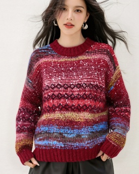 France style gradient sweater knitted tops for women