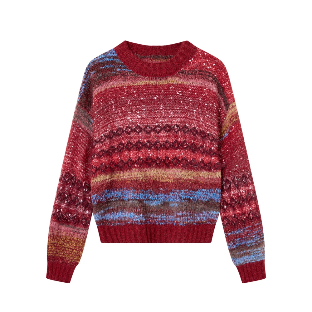 France style gradient sweater knitted tops for women