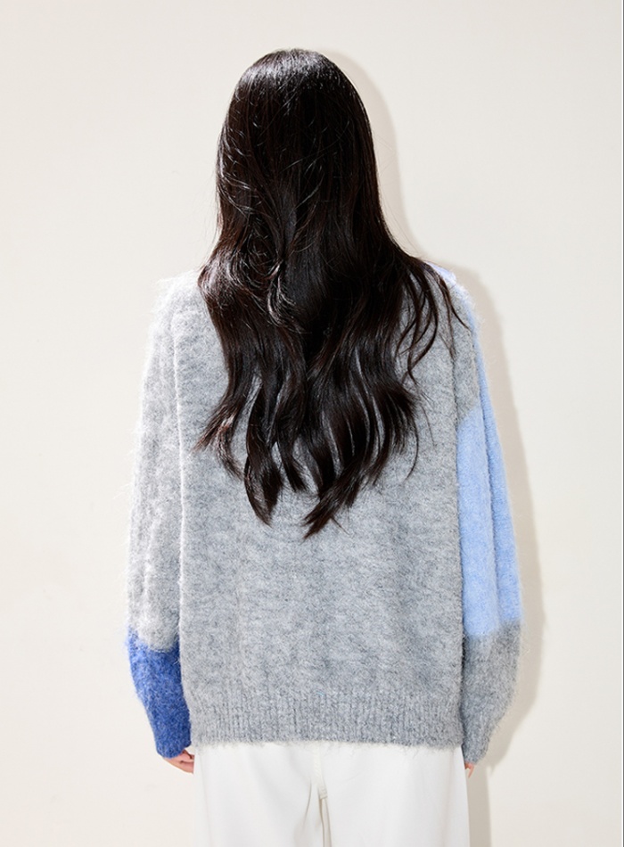 Unique lazy sweater winter blue tops