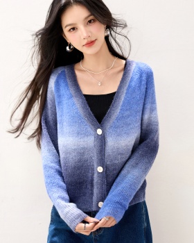 Blooming mixed colors cardigan lazy autumn sweater for women