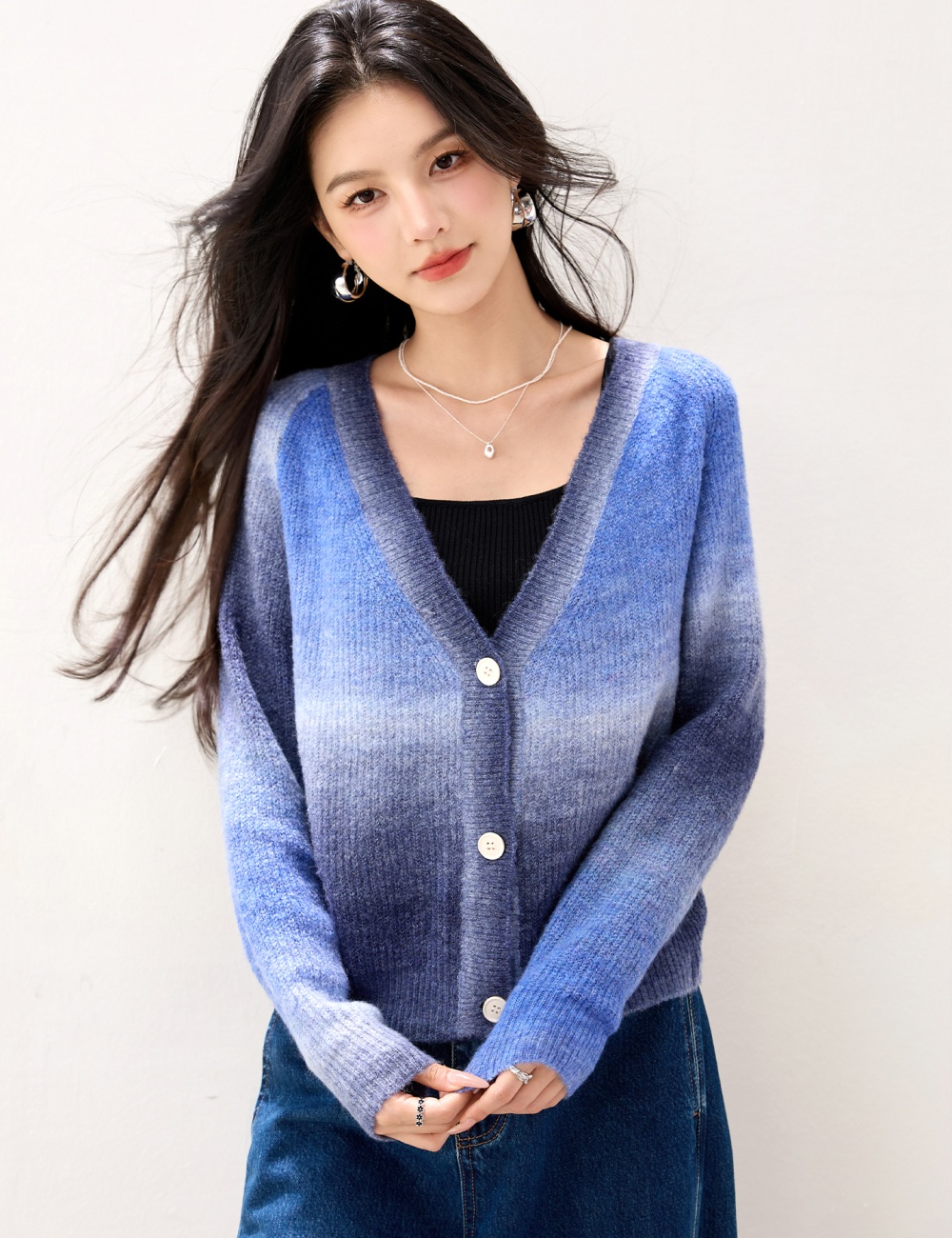 Blooming mixed colors cardigan lazy autumn sweater for women