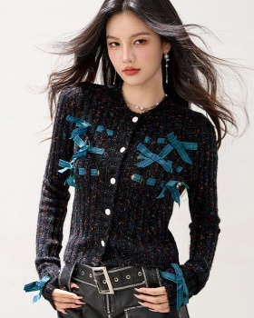 Lazy bow sweater spring loose cardigan for women