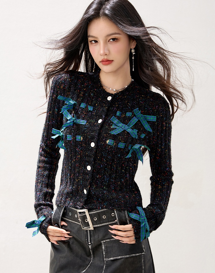 Lazy bow sweater spring loose cardigan for women