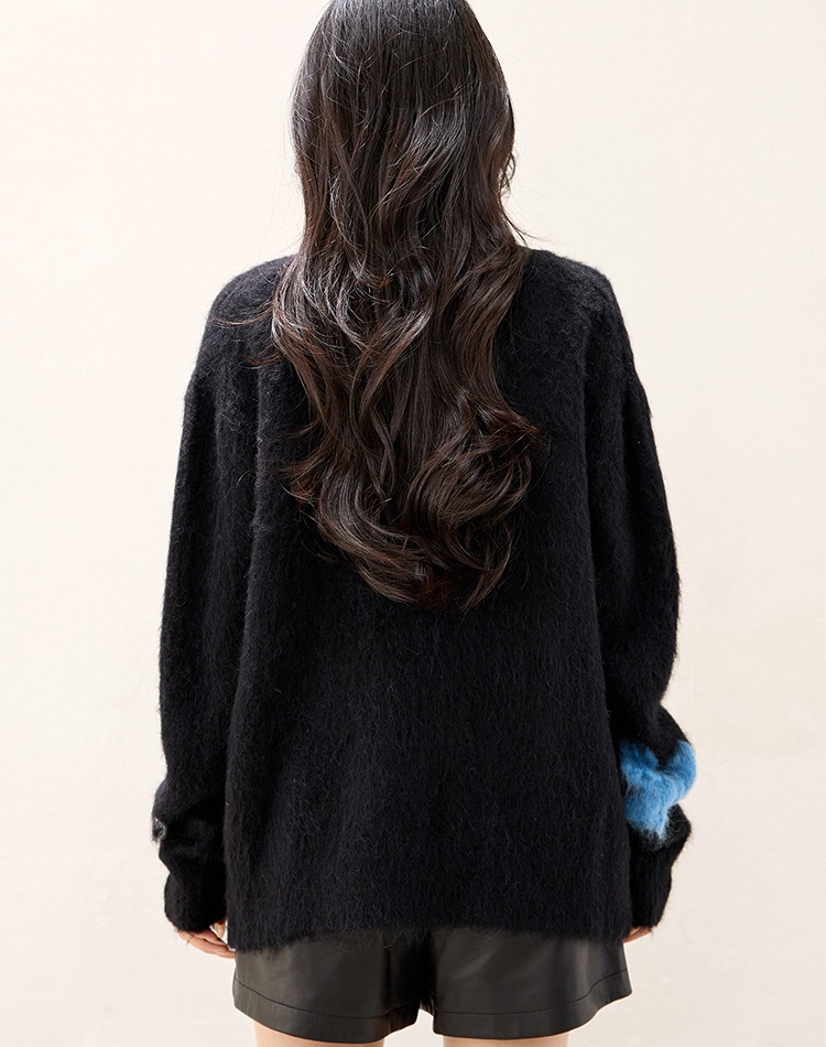 Knitted winter butterfly coat lazy printing jacquard sweater