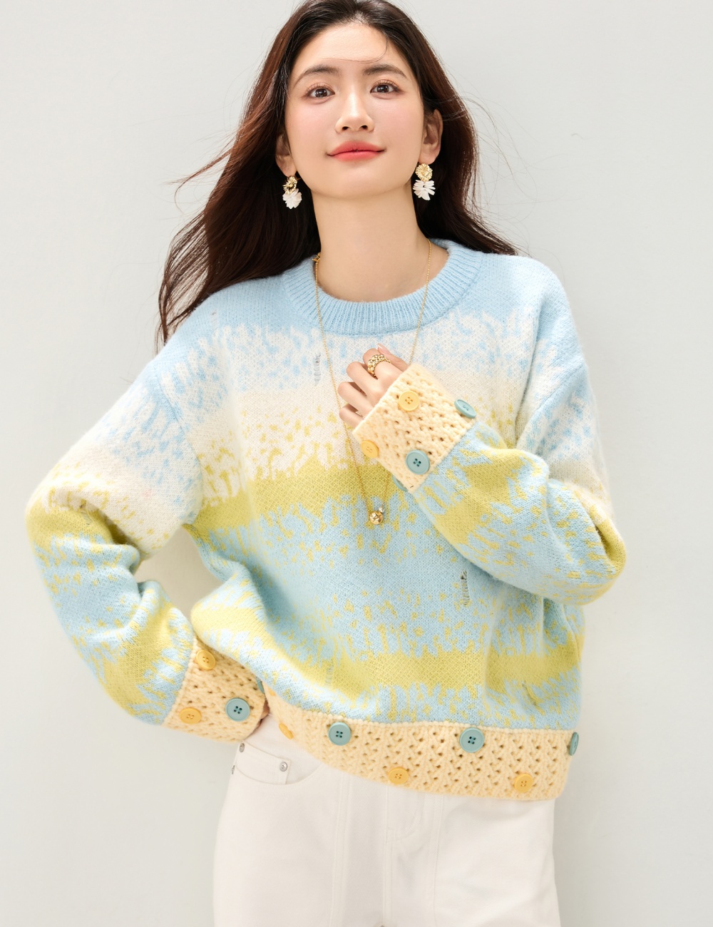 Fashionable style autumn and winter mohair lazy sweater for women