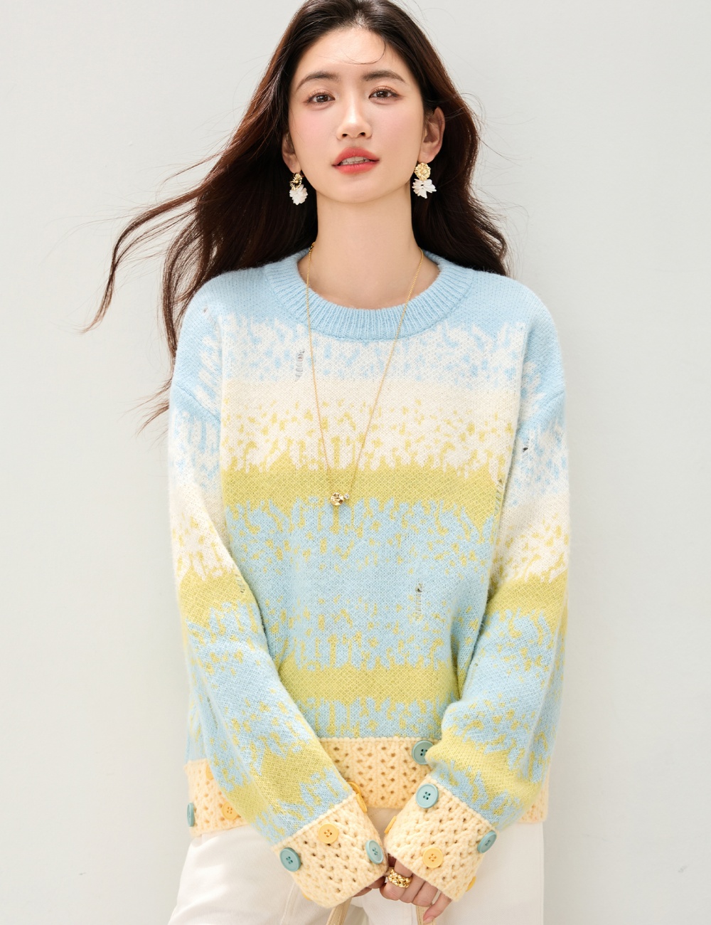 Fashionable style autumn and winter mohair lazy sweater for women