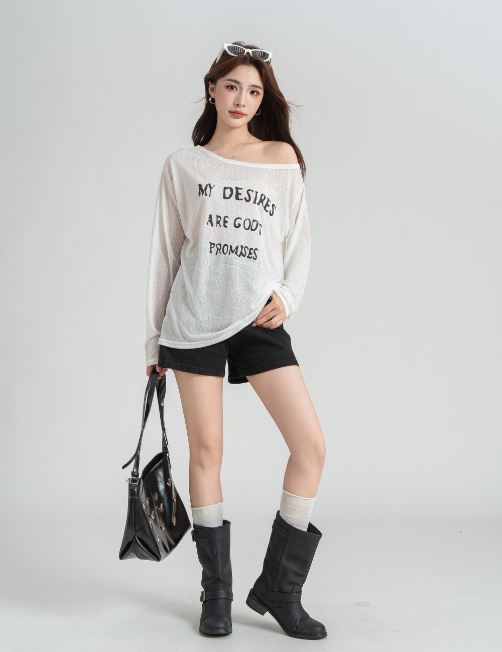 Autumn long sleeve tops slim Casual T-shirt