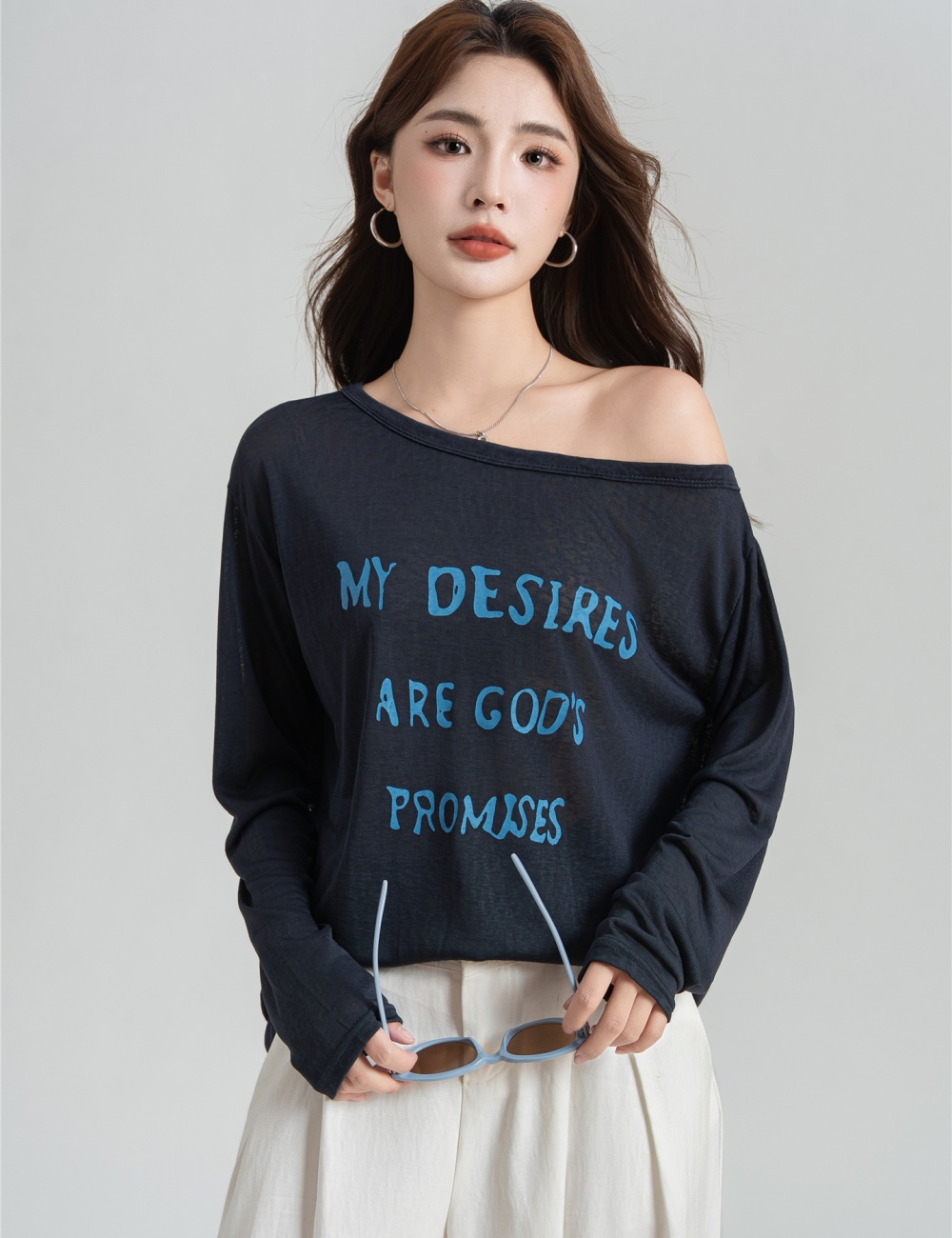Autumn long sleeve tops slim Casual T-shirt