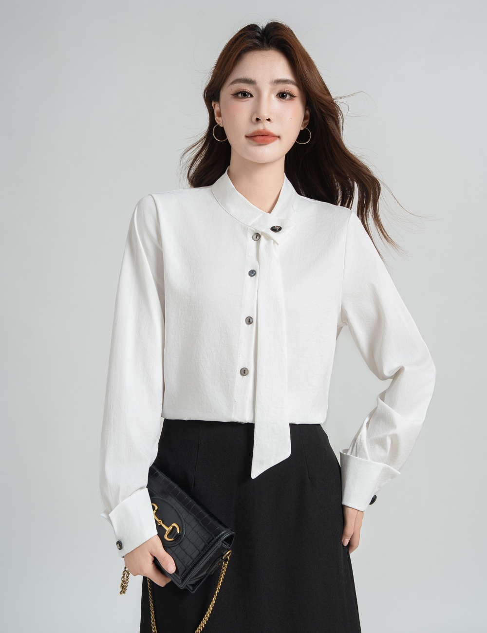 Loose unique chiffon shirt temperament France style shirt