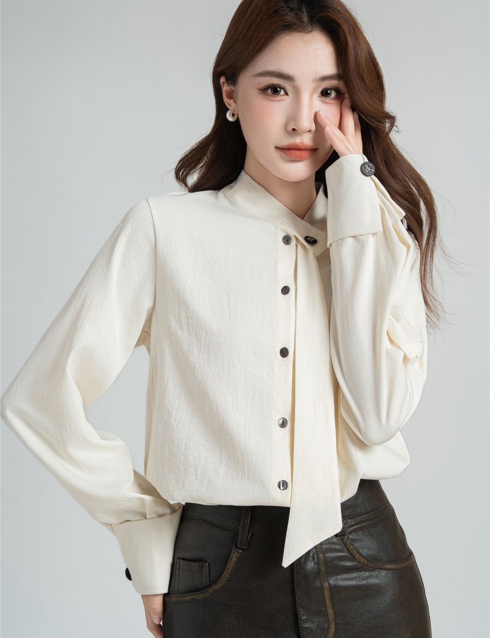 Loose unique chiffon shirt temperament France style shirt