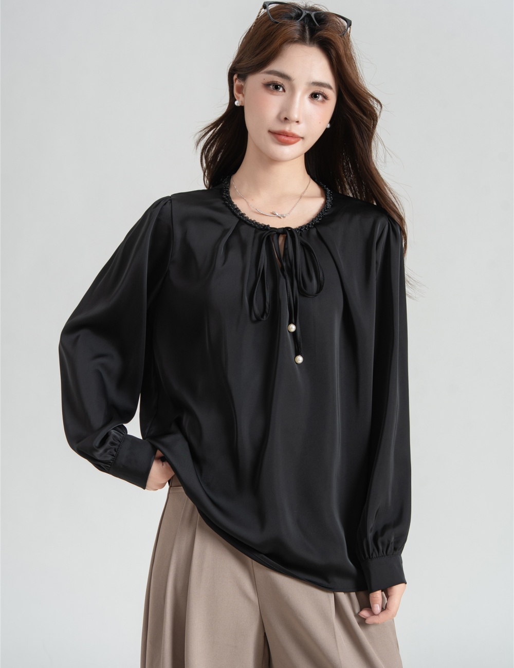 Commuting chiffon shirt autumn long sleeve tops for women