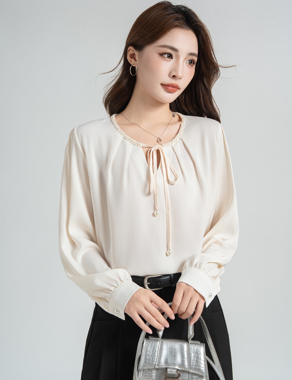 Commuting chiffon shirt autumn long sleeve tops for women