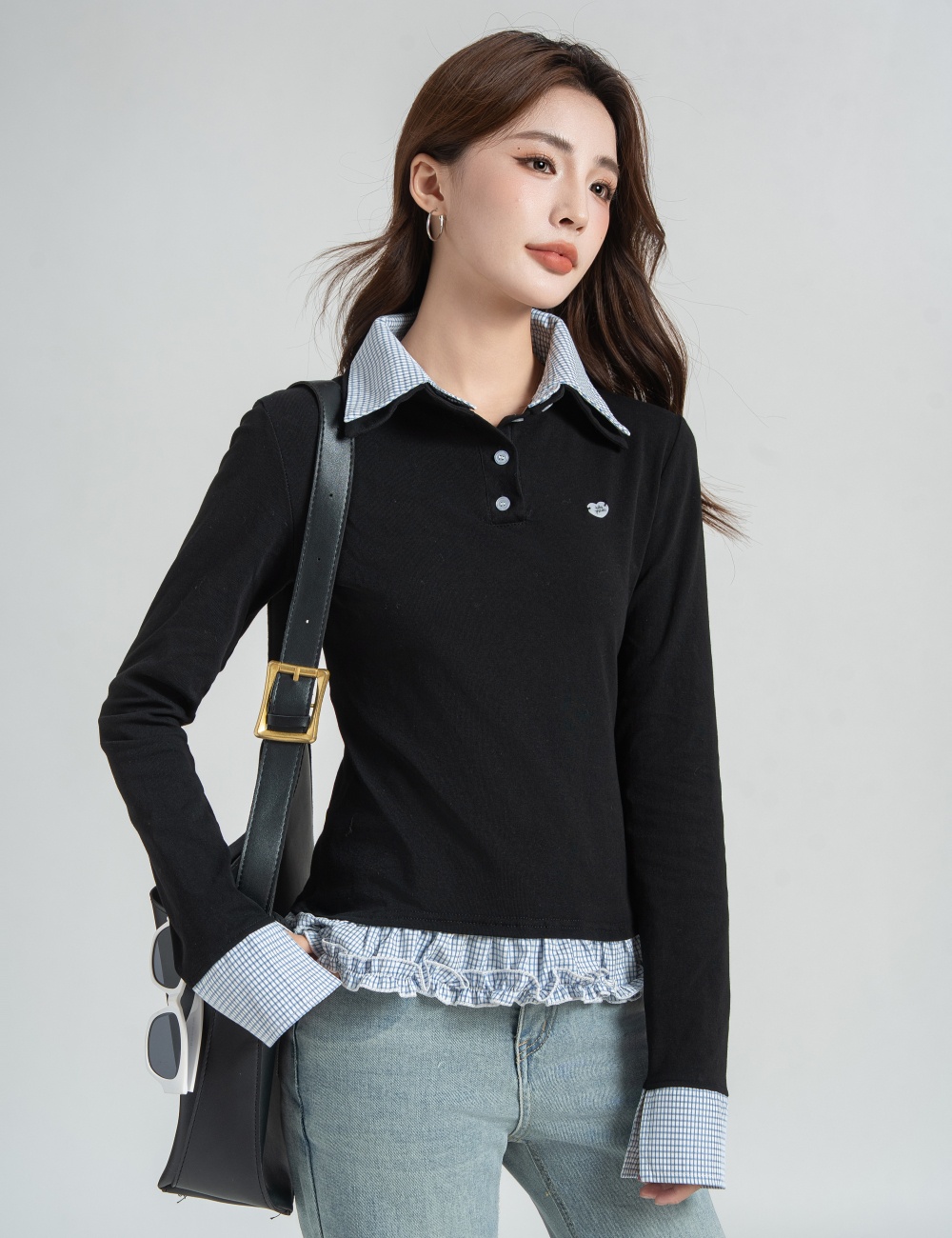 Inside the ride bottoming T-shirt splice tops for women