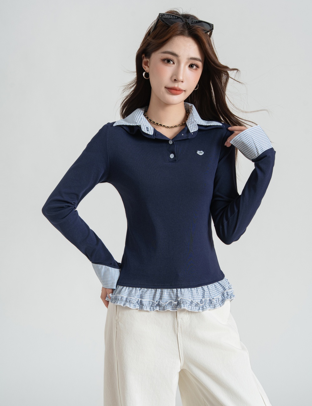 Inside the ride bottoming T-shirt splice tops for women