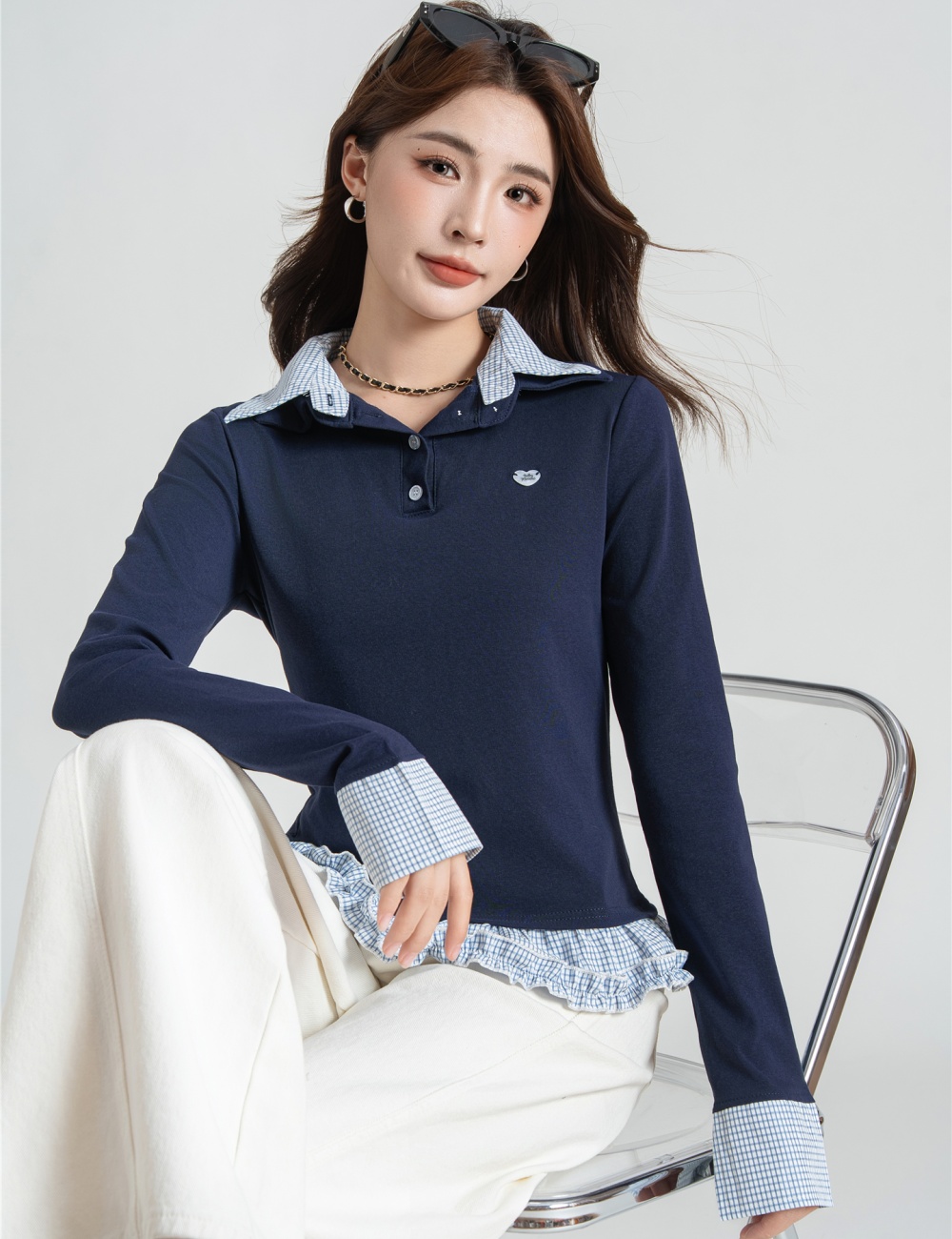 Inside the ride bottoming T-shirt splice tops for women