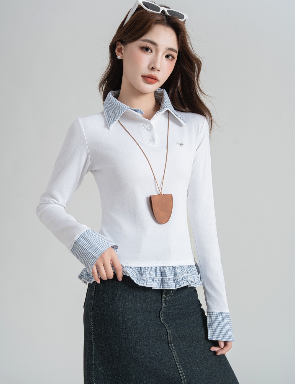 Inside the ride bottoming T-shirt splice tops for women