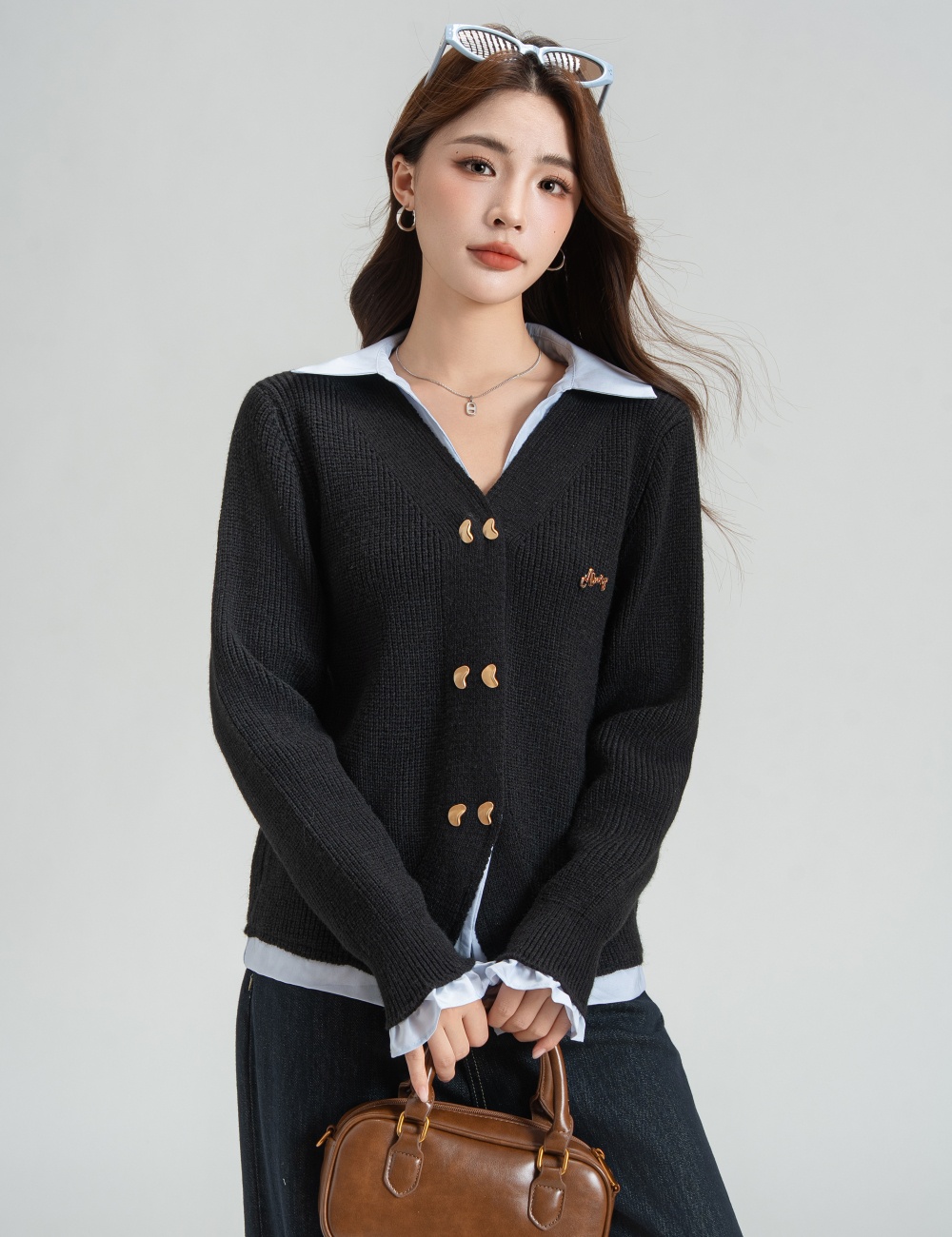 Double-breasted sweater cardigan for women