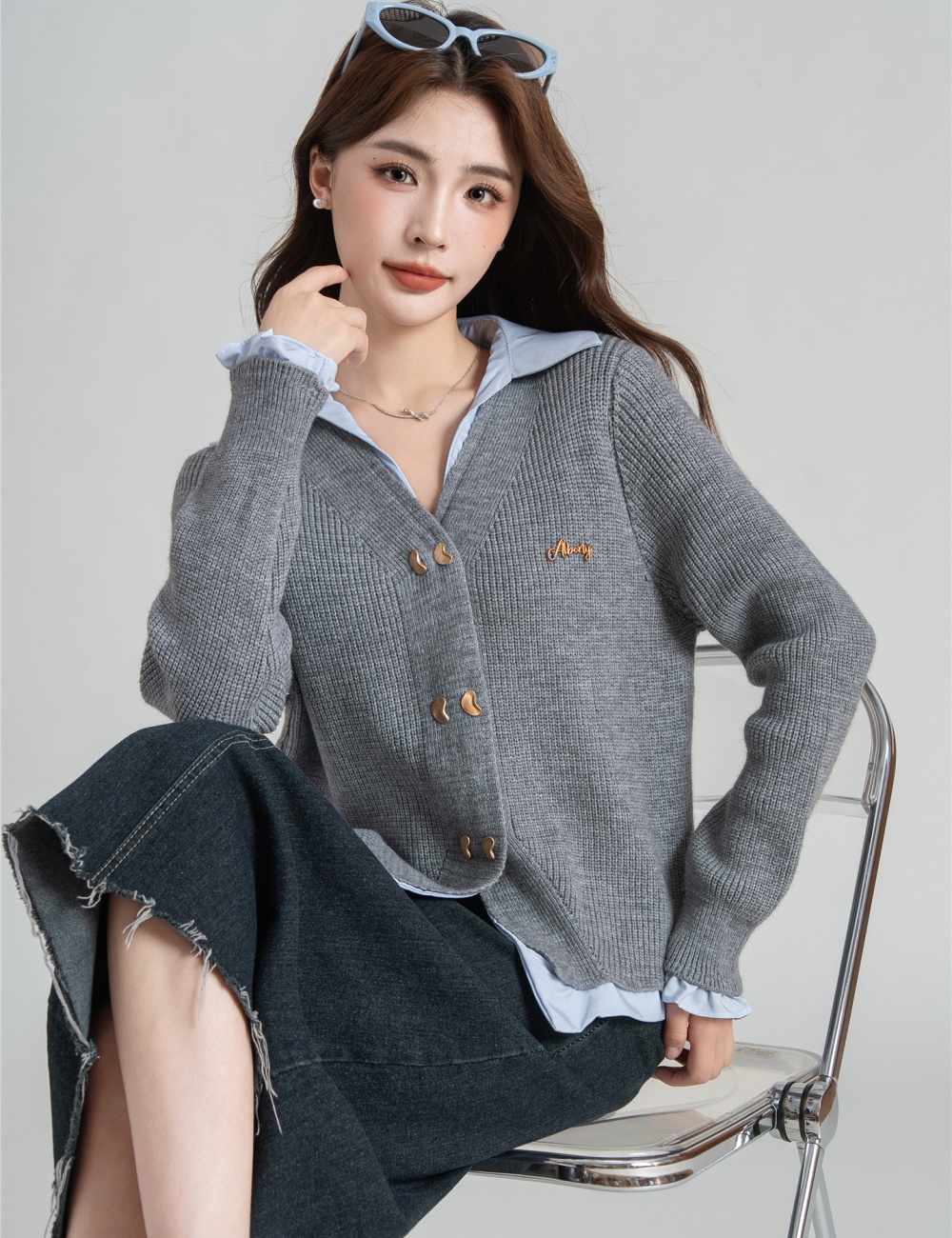 Double-breasted sweater cardigan for women