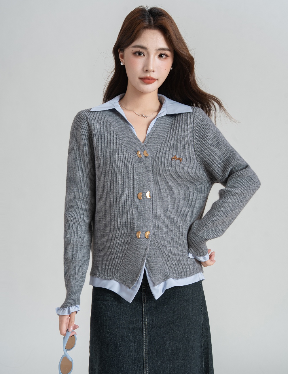 Double-breasted sweater cardigan for women