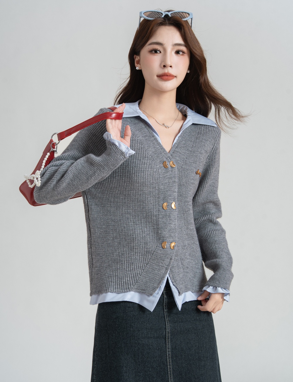 Double-breasted sweater cardigan for women