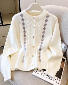 Quilted cardigan jacquard tops for women