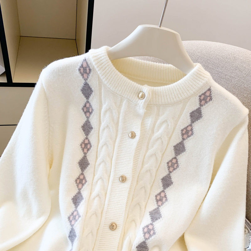Quilted cardigan jacquard tops for women