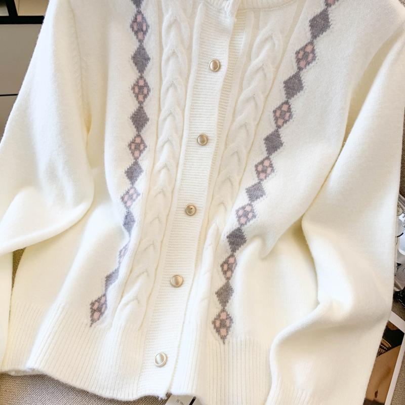 Quilted cardigan jacquard tops for women