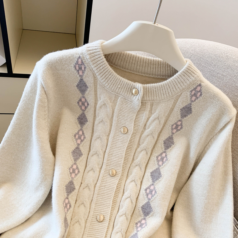 Quilted cardigan jacquard tops for women