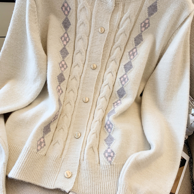 Quilted cardigan jacquard tops for women