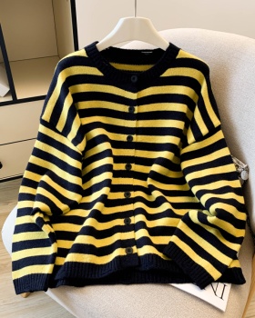 Mixed colors thick sweater Korean style coat for women