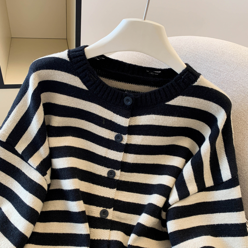 Mixed colors thick sweater Korean style coat for women