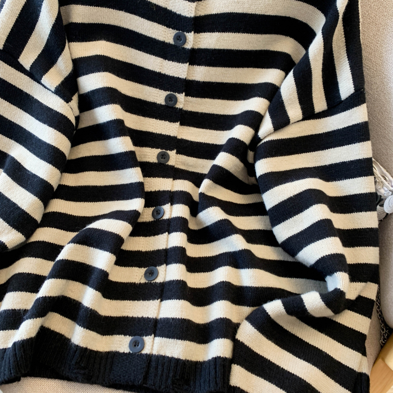 Mixed colors thick sweater Korean style coat for women