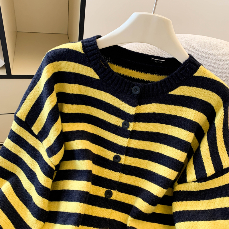 Mixed colors thick sweater Korean style coat for women